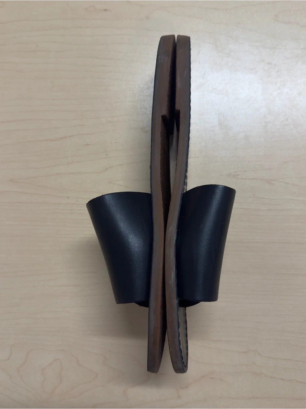Madewell The Boardwalk Post Slide Sandals Black Leather Size 10